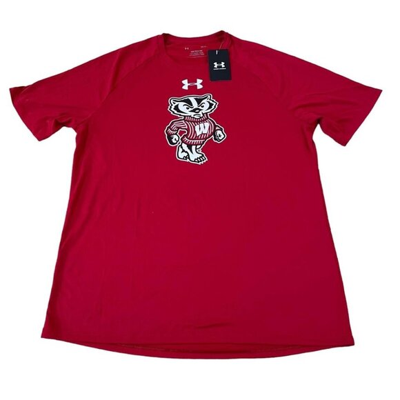 Wisconsin Under Armour Men's Size Large Red Graphic T-Shirt Bucky Badger - New - Picture 1 of 5